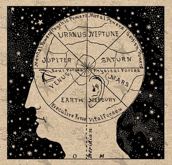 Vintage Astro Phrenology Map